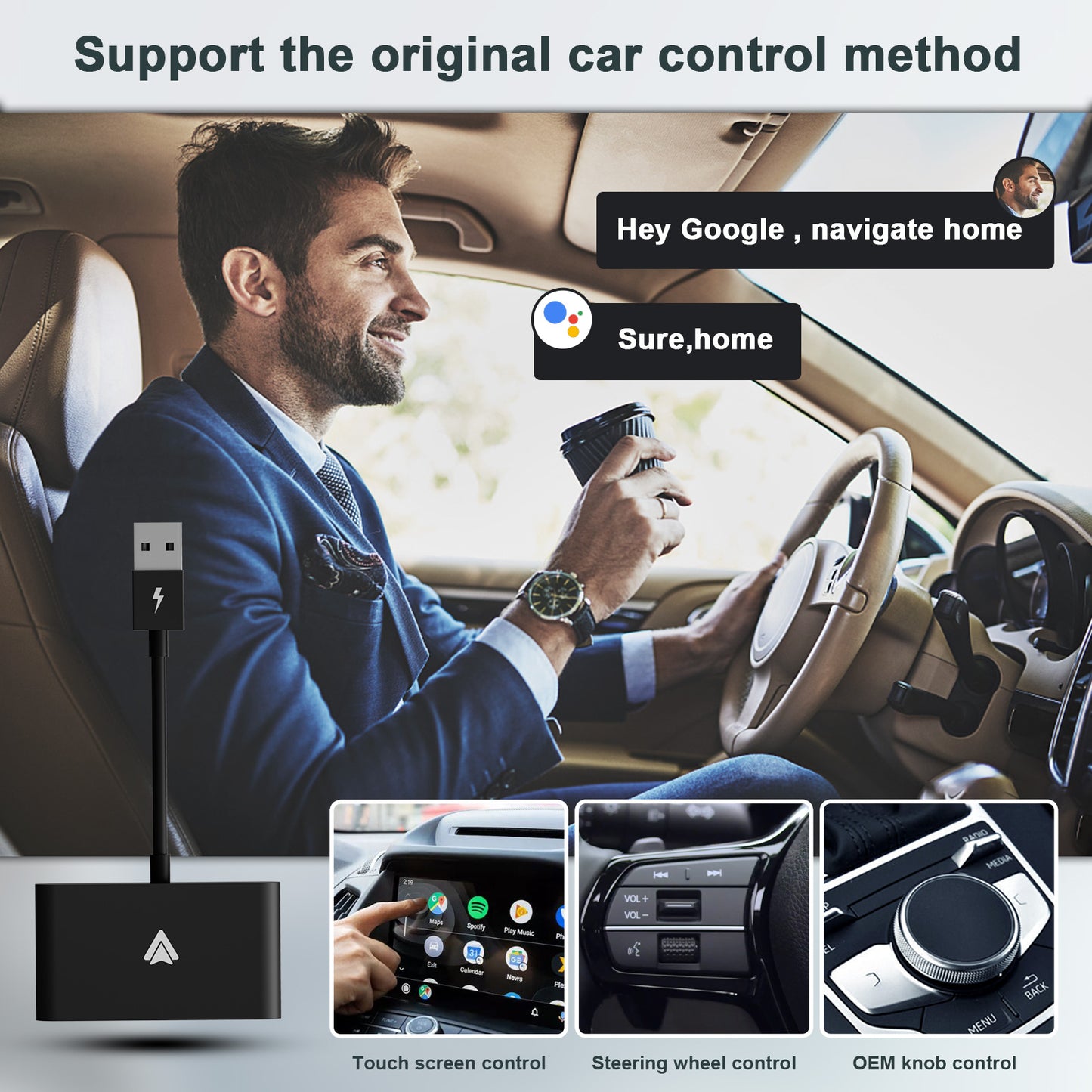 EXPLOTER Wired Android Auto Convert to Wireless CP-800 B19 Wi-Fi 2.4GHz and 5GHz Automatically connect