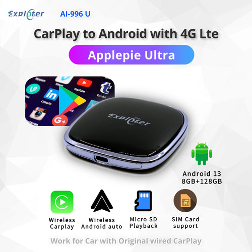 Applepie Ultra QualComm 6115 CarPlay AI Box Android 13 RAM 8GB 8 Core Snapdragon 662 SM6115 Wireless Smart USB Adapter 4G SIM