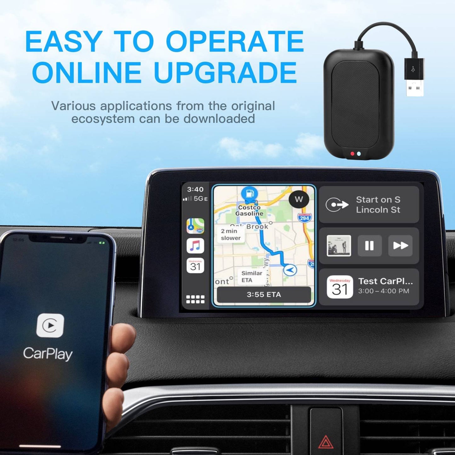 EXPLOTER 2-in-1 Wireless CarPlay Adapter & Android Auto CP-800-C 2024 Upgrade Dongle Convert Wired Apple Car Play to Wireless, Plug & Play, Fast Auto Connect, Compatible with iOS 12+ & Android 11+