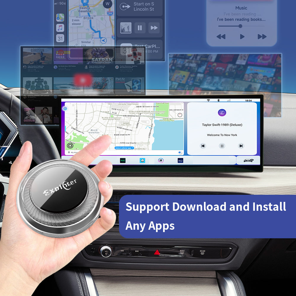 EXPLOTER Wireless AI Box for BMW or Other Car with Wireless Carplay System, Android 13, 8GB RAM, 128GB ROM, Dual WiFi, Support 4G Sim Card and HDMI output