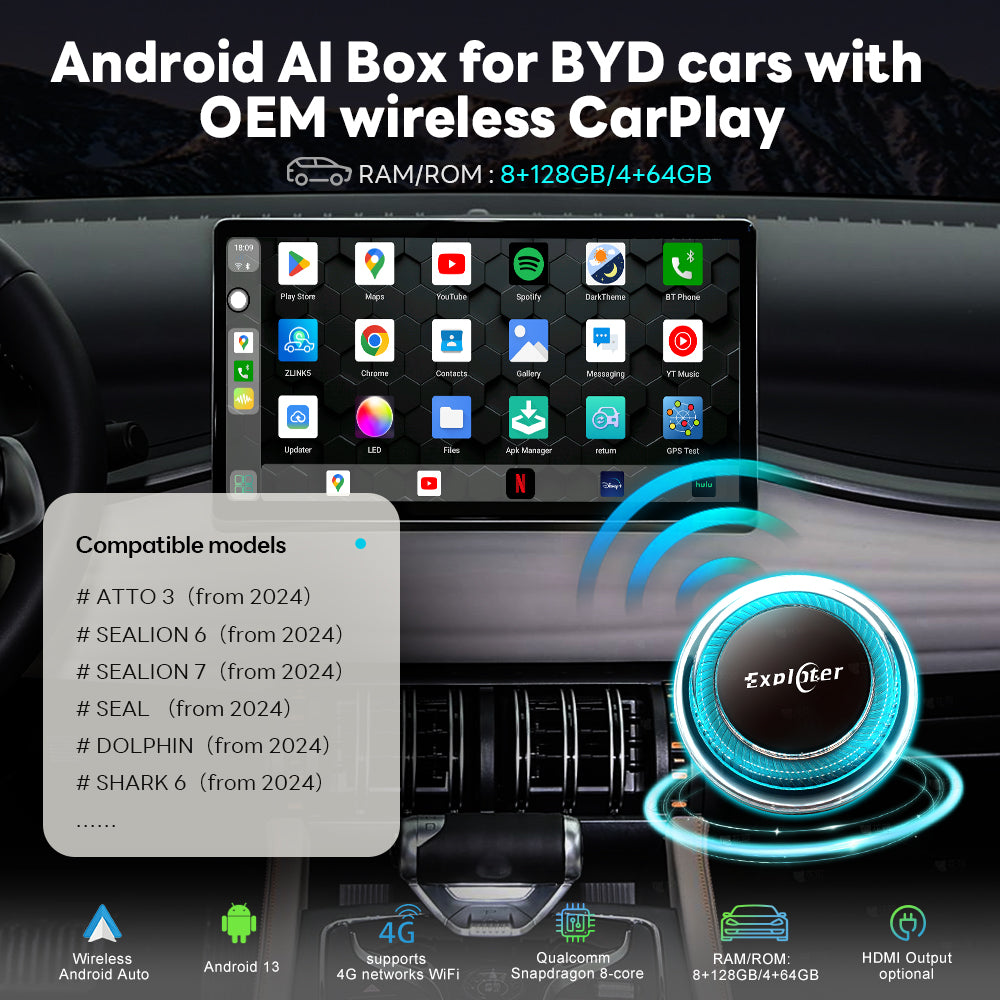 EXPLOTER Wireless AI Box for BMW or Other Car with Wireless