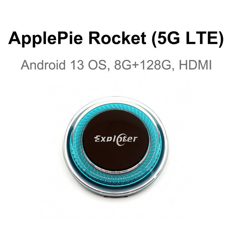 EXPLOTER AI-996 Rocket ApplePie - Carplay Ai Box 5G 4G LTE (Not for USA/CA) SIM Card Support Wireless CarPlay Android Auto CPU QCM6490 2.7 GHz GPS HDMI RAM /ROM 8GB /128GB GPS YouTube Netflix