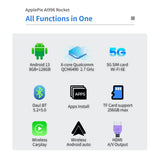 Exploter ApplePie Rocket Android 13 Car Ai Box 5G LTE (Not supported North America) Wireless CarPlay Android Auto Qualcomm QCM6490 2.7 GHz GPS HDMI 8GB RAM