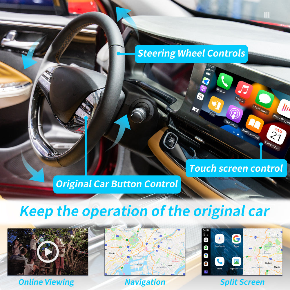 EXPLOTER AI-996 Plus 2.0 ApplePie - Android 13 Wireless CarPlay AI Box CPU 8 Core 665 RAM 4GB HDMI Video Output 4G LTE SIM Card Youtube Netflix