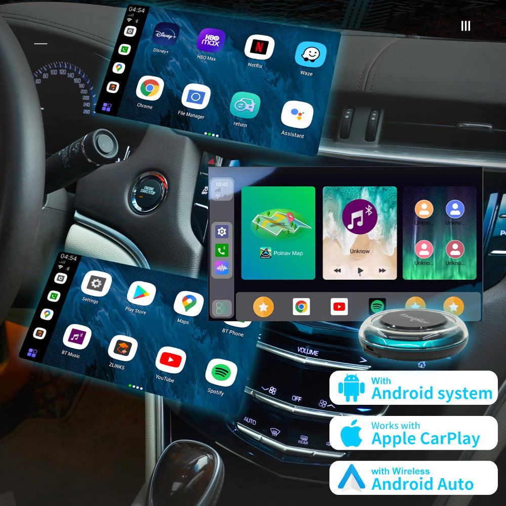 EXPLOTER AI-996 Plus 2.0 ApplePie - Android 13 Wireless CarPlay AI Box CPU 8 Core 665 RAM 4GB HDMI Video Output 4G LTE SIM Card Youtube Netflix