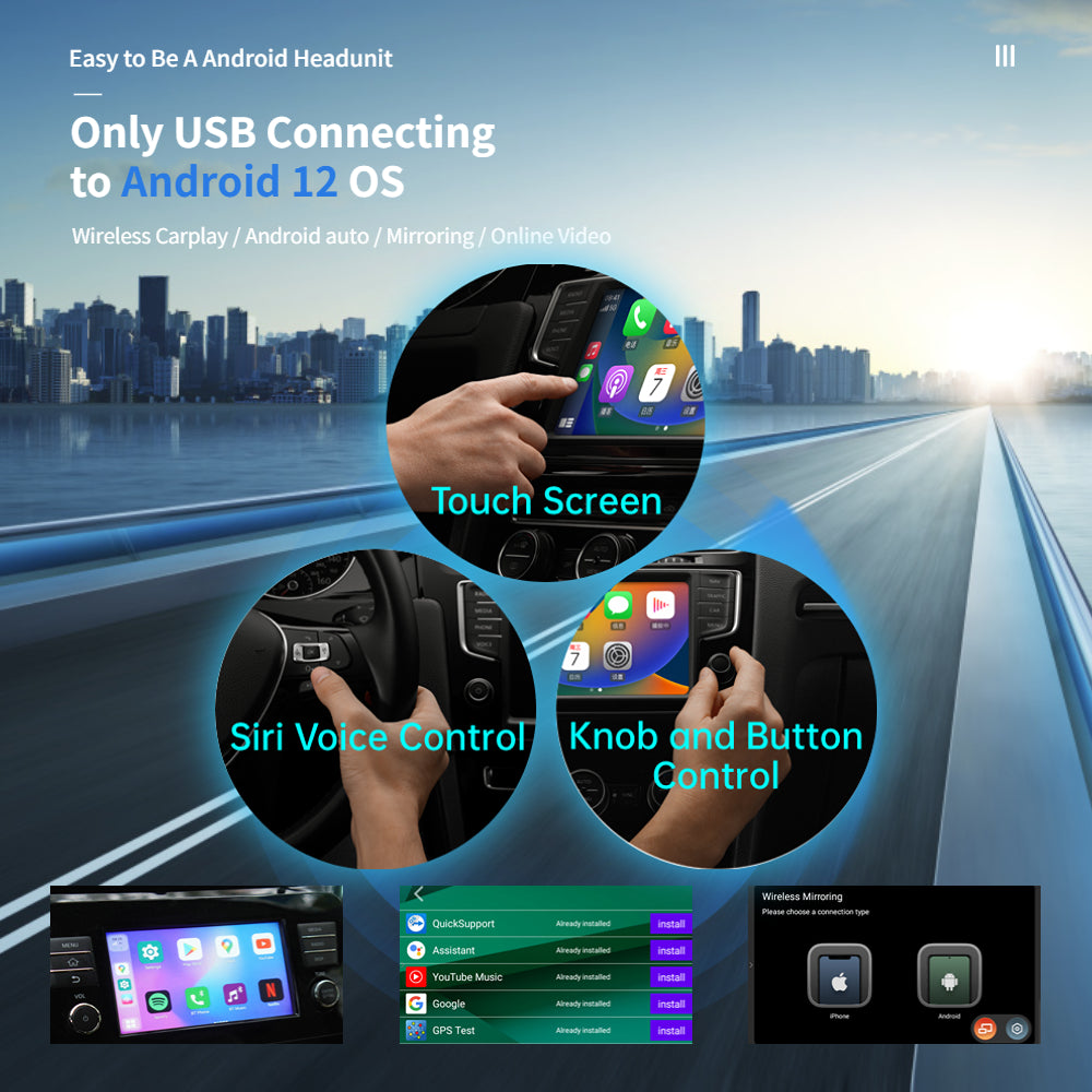 EXPLOTER AI-996 Plus ApplePie - CarPlay Converted to Android 13 System Wireless Carplay and Android auto Euro Asia USA Canada 4G LTE SIM Card CPU 8 Core Ram 4GB Rom 64GB YouTube Netflix