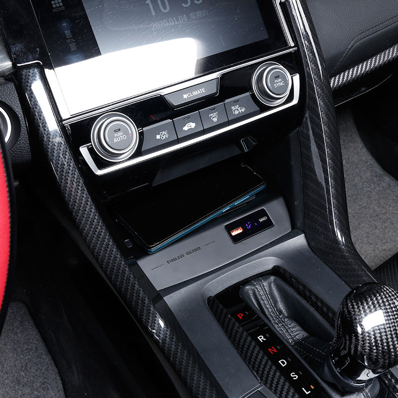 Wireless Qi Phone Charger for Honda Civic 2016-2020 10th Civic Hatchback Si Coupe Type R 15W PD QC 3.0