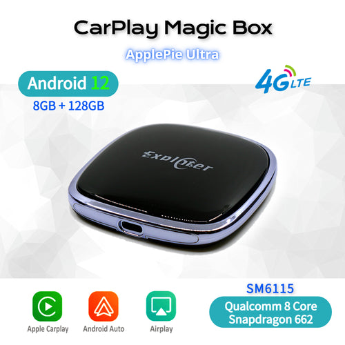 Applepie Ultra QualComm 6115 CarPlay AI Box Android 13 RAM 8GB 8 Core Snapdragon 662 SM6115 Wireless Smart USB Adapter 4G SIM