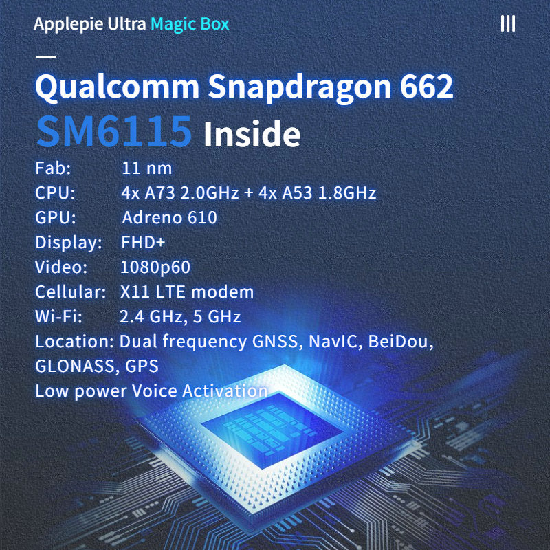 Applepie Ultra QualComm 6115 CarPlay AI Box Android 13 RAM 8GB 8 Core Snapdragon 662 SM6115 Wireless Smart USB Adapter 4G SIM