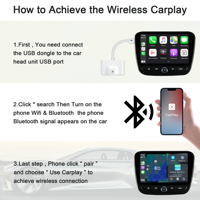 EXPLOTER CP-800-W17 Wired CarPlay Convert to Wireless CarPlay Wi-Fi 2.4GHz and 5GHz Automatically connect