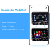 For Lamborghini Aventador with 7‘ Screen CarPlay and Android Auto Upgrade Kit 2012 2013 2014 2015 2016 2017 2018 2019