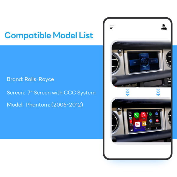 For Rolls-Royce CCC System with 7‘ Screen CarPlay and Android Auto Upg ...