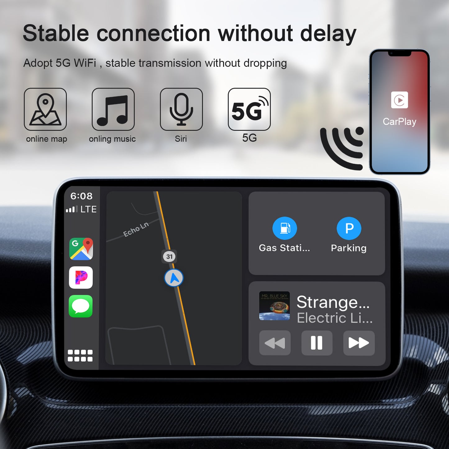 EXPLOTER CP-800-W16 Wired CarPlay Convert to Wireless CarPlay Wi-Fi 2.4GHz and 5GHz Automatically connect