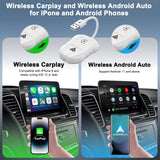 EXPLOTER 2-in-1 Wireless CarPlay Adapter & Android Auto CP-800-W9 2024 Upgrade Dongle Convert Wired Apple Car Play to Wireless, Plug & Play, Fast Auto Connect, Compatible with iOS 12+ & Android 11+ [White]