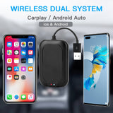 EXPLOTER 2-in-1 Wireless CarPlay Adapter & Android Auto CP-800-A 2023 Upgrade Dongle Convert Android 4.4+ System Car Radio to Newest Wireless CarPlay and Android auto, Plug & Play, Fast Auto Connect, work for iOS 12+ & Android 11