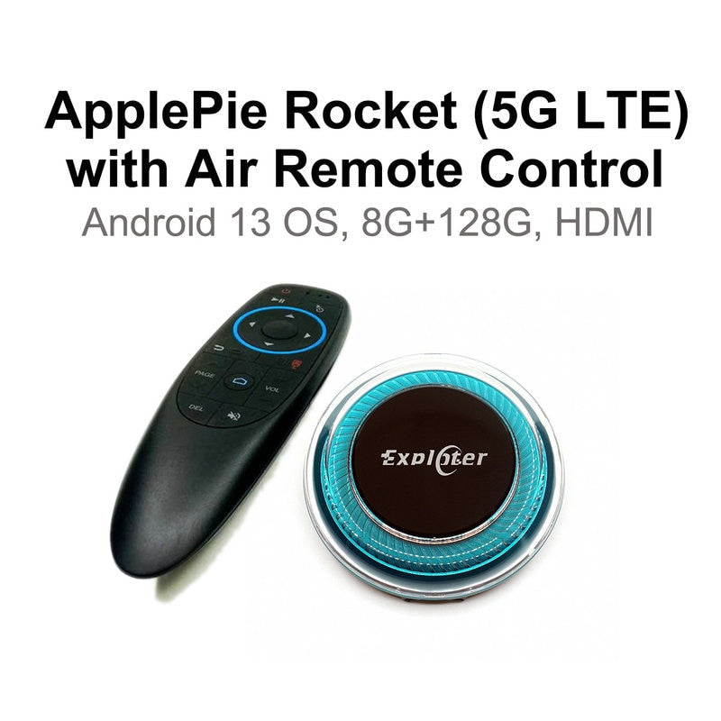 EXPLOTER AI-996 Rocket ApplePie - Carplay Ai Box 5G LTE SIM Card Support Wireless CarPlay Android Auto CPU QCM6490 2.7 GHz GPS HDMI RAM /ROM 8GB /128GB GPS YouTube Netflix