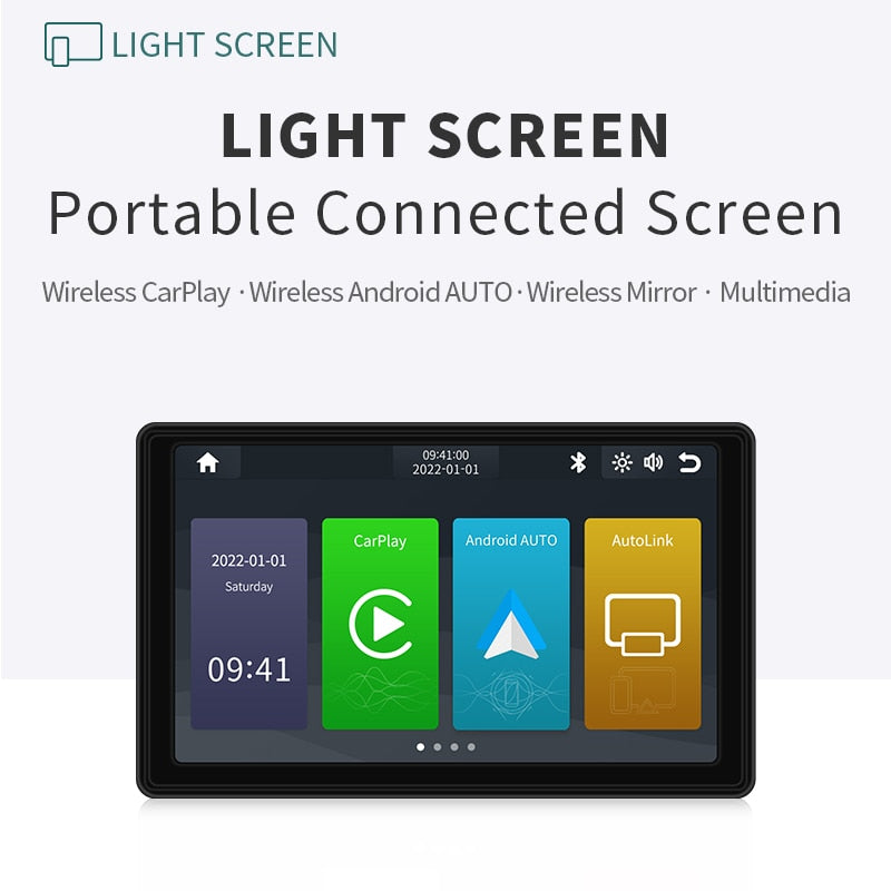 Portable Car Display Screen Wireless CarPlay Android Auto Video Projection Screen for Cars, Buses and Trucks General