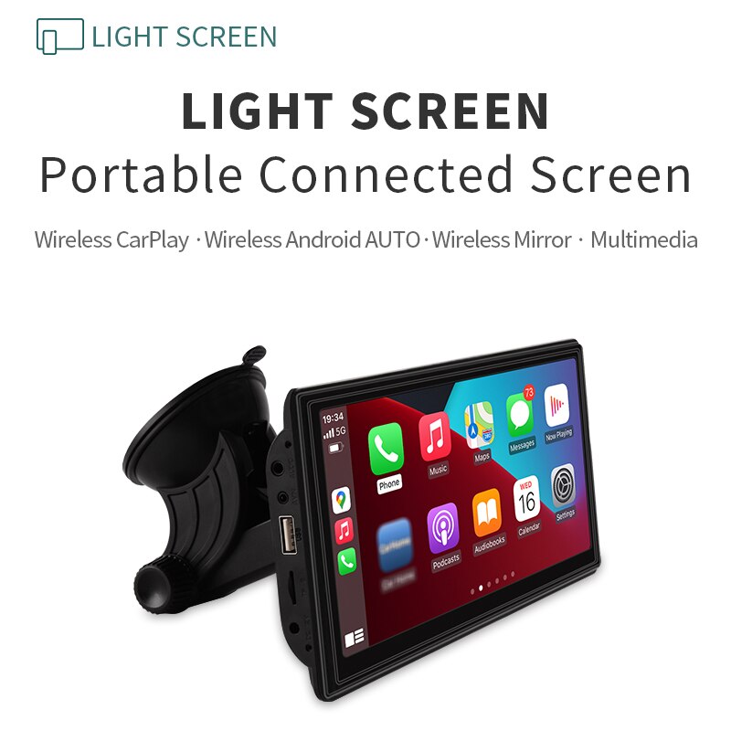Portable Car Display Screen Wireless CarPlay Android Auto Video Projection Screen for Cars, Buses and Trucks General