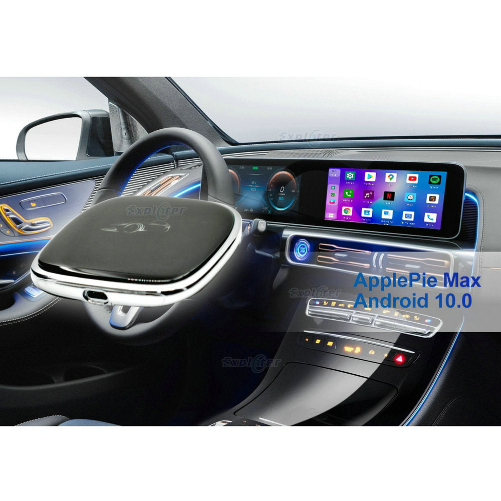 EXPLOTER AI-996 Max ApplePie - Carplay AI Box Android 10 Wireless CarPlay  Android-auto 4G LTE SIM Mirror Shell Qualcomm 8 Core USB Youtube Netfix